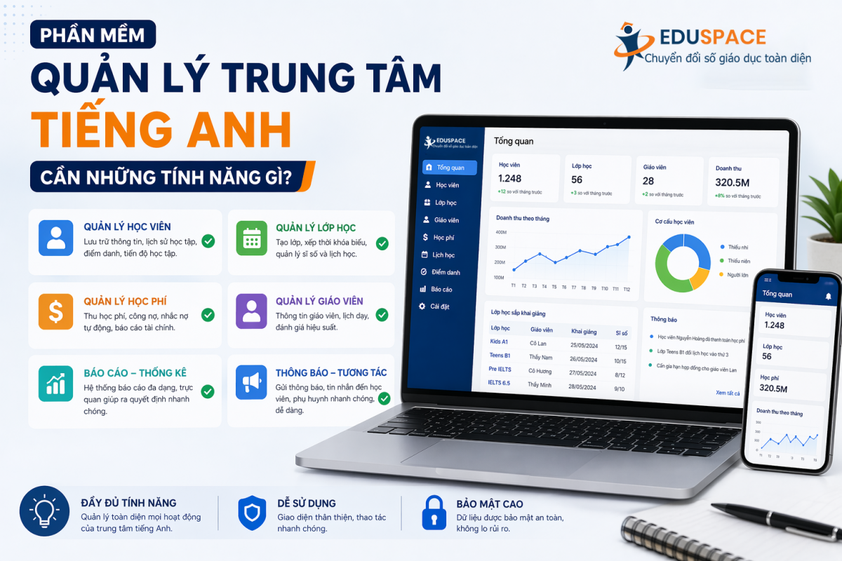 Phần mềm quản lý trung tâm Tiếng Anh cần những tính năng gì?
