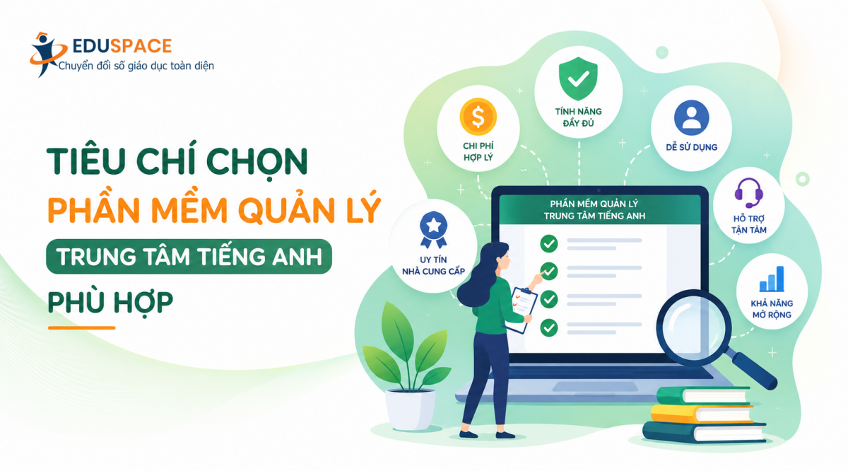 tiêu chí chọn phần mềm quản lý trung tâm tiếng anh