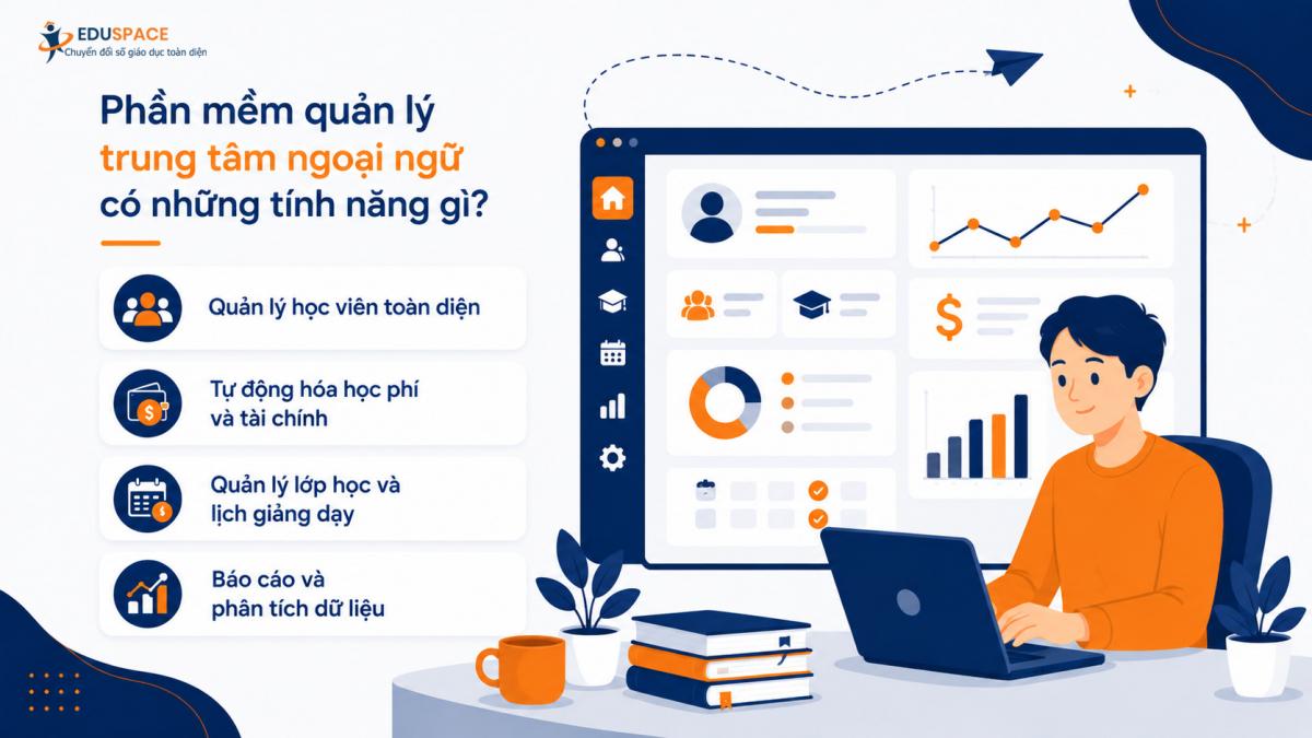 Phần mềm quản lý trung tâm ngoại ngữ có những tính năng gì